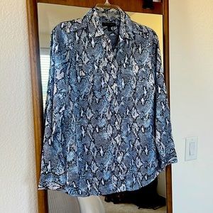 Banana Republic Blue Snake Skin Collared Long Sleeve Shirt